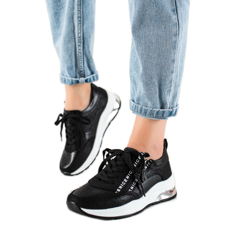 Goodin Kožené Tenisky Se Zipem černá