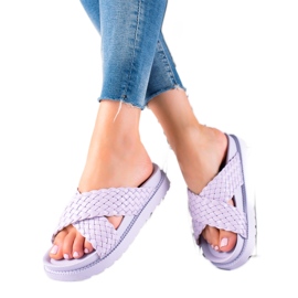 Bestelle Pletené pantofle fialový Bestelle Pletené pantofle fialový