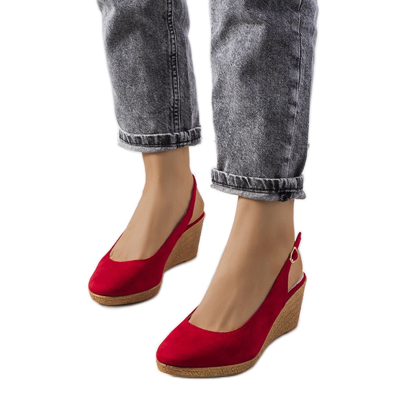 Červené espadrilky na klínu Ribeiro