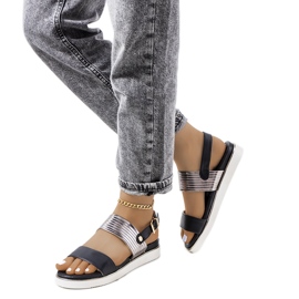 Černé sandály s kovovou vložkou Larochelle černá stříbrný Černé sandály s kovovou vložkou Larochelle černá stříbrný