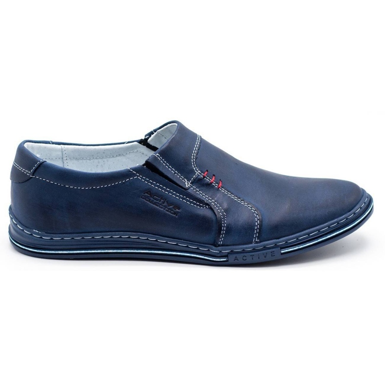 Polbut Pánské kožené boty 334 navy blue modrý