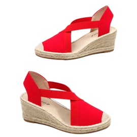 Espadrilky Sandály na klínku Dolor Red červený