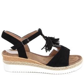 Espadrilky sandály na klínku Bessi Black černý