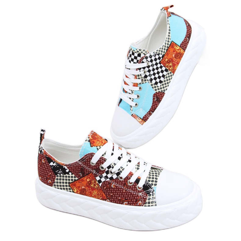 Madi Red Jacquard Weave tenisky s vysokou podrážkou vícebarevný