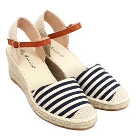 Irma Blue pruhované espadrilky béžový námořnická modř