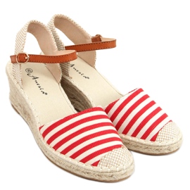 Irma Červené pruhované espadrilky béžový Irma Červené pruhované espadrilky béžový