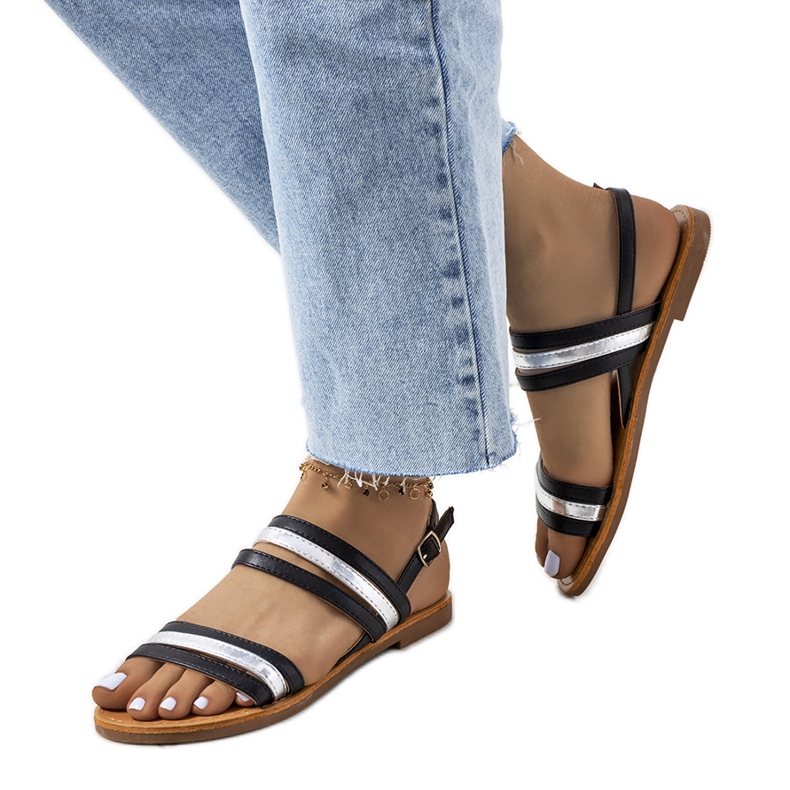 Černé dámské sandály Hibbins černá stříbrný