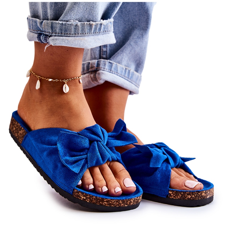 PS1 Tmavě modré pantofle Wendy Cork s podrážkou modrý PS1 Tmavě modré pantofle Wendy Cork s podrážkou modrý