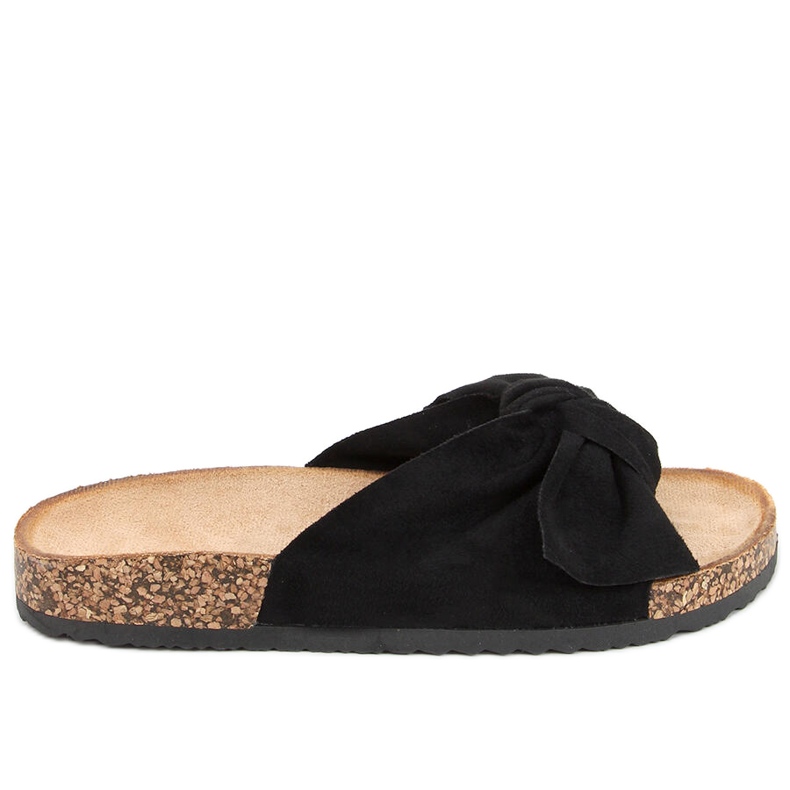 Korkové pantofle s mašlí Lilac Black černá