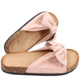 Korkové pantofle s mašlí Lilac Pink růžový Korkové pantofle s mašlí Lilac Pink růžový