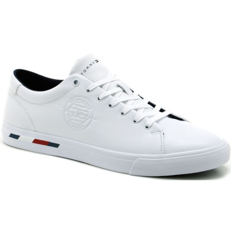 Boty Tommy Hilfiger Corporate Logo Leather Vulc M FM0FM04076 bílý