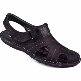 Kampol Pánské kožené sandály 218 / 61KAM černé černý