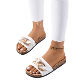 Bílé pantofle s řetízkem Derbi bílý Bílé pantofle s řetízkem Derbi bílý