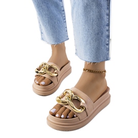 Béžové pantofle na platformě Berloz béžový