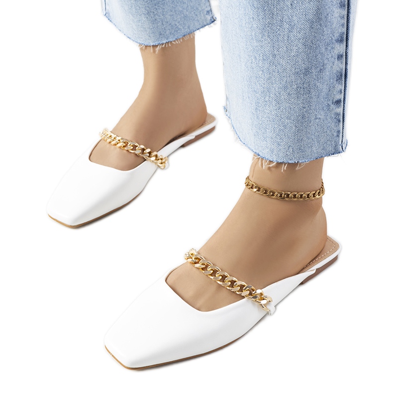 Bílé elegantní pantofle značky Baras bílý