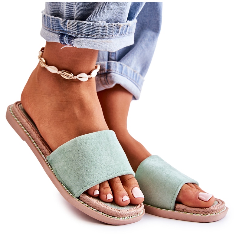 FJ1 Semišové dámské pantofle Sunset Green zelená