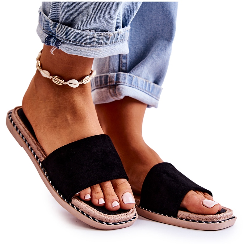 FJ1 Semišové dámské černé pantofle Sunset černá