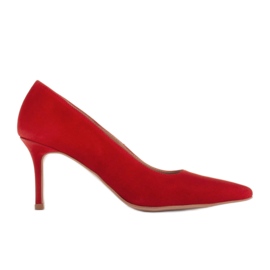 Marco Shoes Elegantní semišové podpatky červené Marco Shoes Elegantní semišové podpatky červené