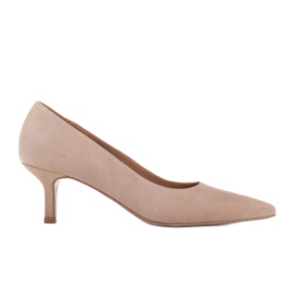 Marco Shoes Elegantní lodičky na podpatku na nižším podpatku béžový Marco Shoes Elegantní lodičky na podpatku na nižším podpatku béžový