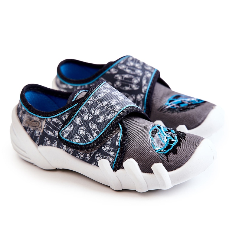 BEFADO S.A. Pantofle Befado Velcro Car 273X339 Šedo-modré modrý