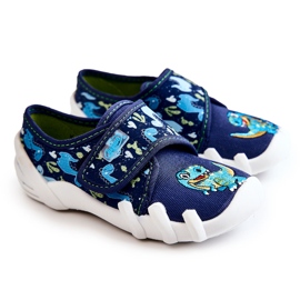 BEFADO S.A. Boty Pantofle Befado Velcro Dinosaur 273X341 Navy Blue námořnická modř