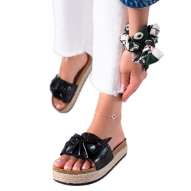 MIKA Třpytivé černé pantofle černý