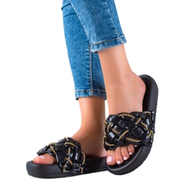 Seastar Stylové pantofle s řetízky černý