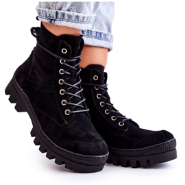 S.Barski Černé Layden Suede Trappers S prošíváním černá S.Barski Černé Layden Suede Trappers S prošíváním černá