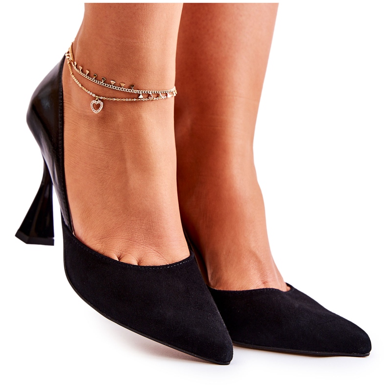 PA2 Módní kožené lodičky v barvě špic Black Mailla černá