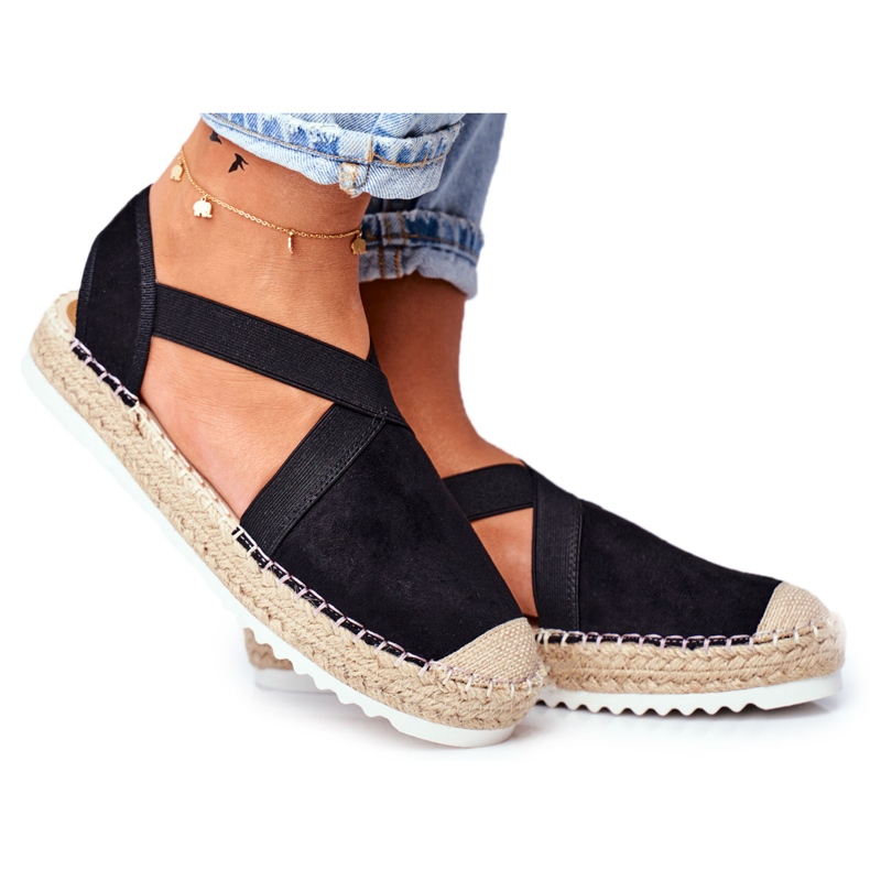 Dámské černé sandály Espadrilles černá