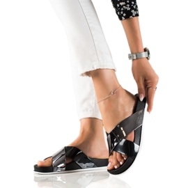 Groto Gogo Třpytivé černé pantofle černý