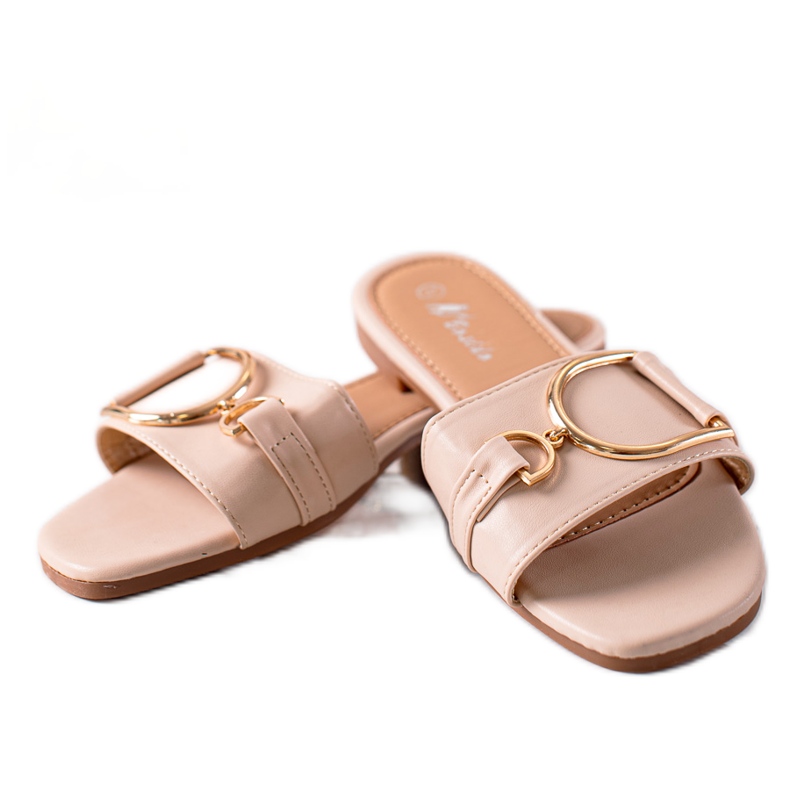 SHELOVET Elegantní pantofle s ornamentem béžový