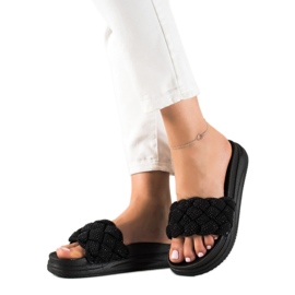 Seastar Černé pantofle s krystaly černý