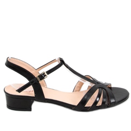Sparkle Black sandály na nízkém podpatku černý