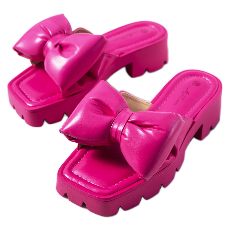 Růžové pantofle na podrážce traktoru Platt růžový Růžové pantofle na podrážce traktoru Platt růžový