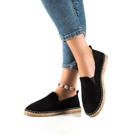 T.Sokolski Klasické kožené espadrilky černá