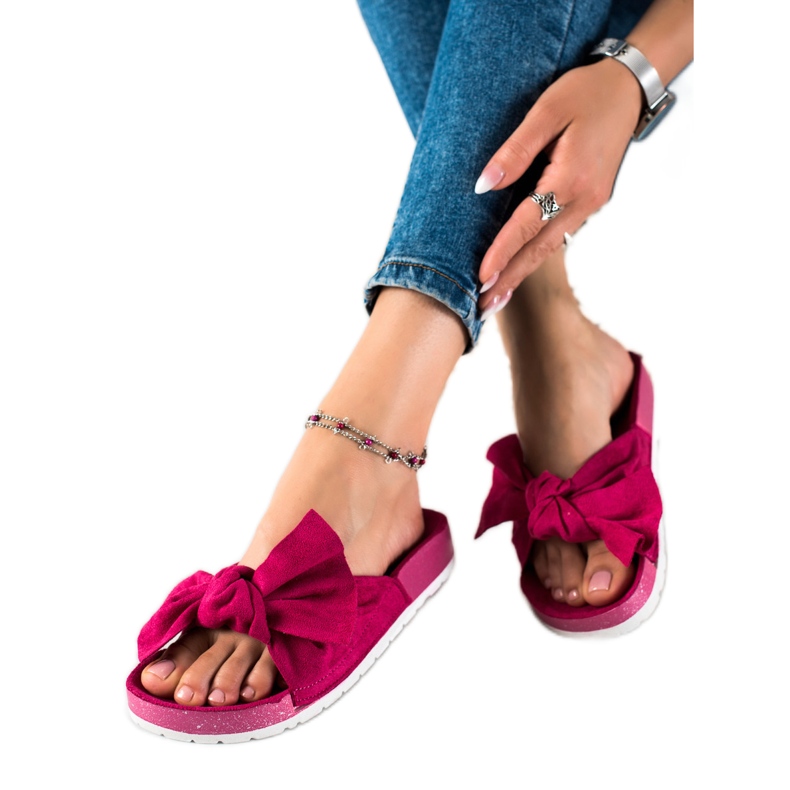 SHELOVET Módní pantofle s mašlí růžový SHELOVET Módní pantofle s mašlí růžový