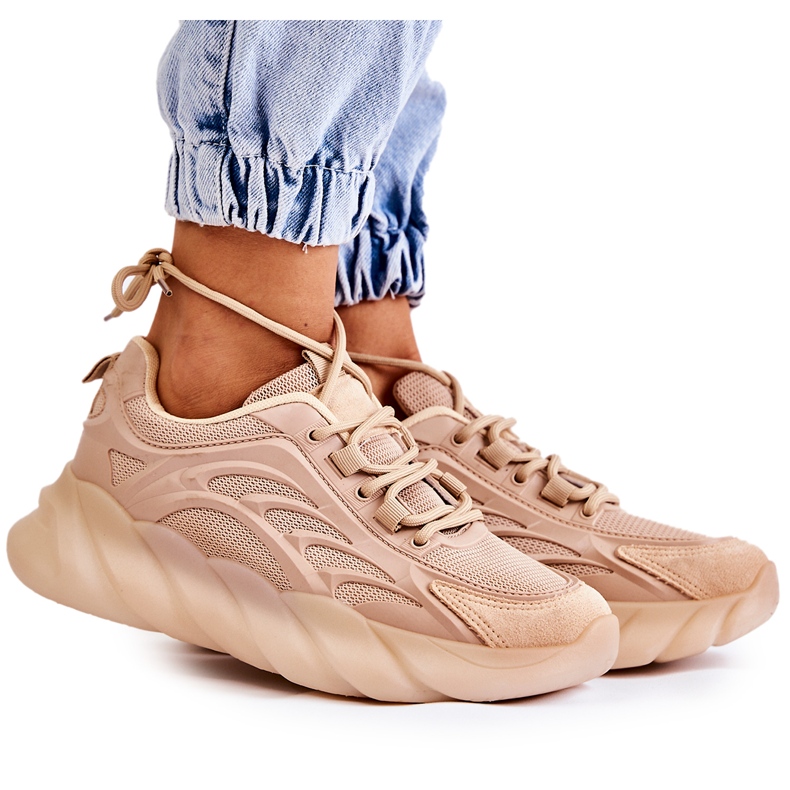 PM2 Módní dámská sportovní obuv Tenisky Béžová Sollero béžový zlatý