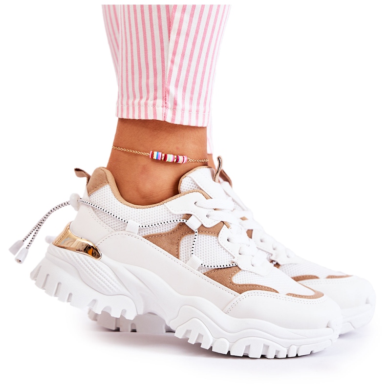 PM2 Módní textilní sportovní obuv béžová a bílá Amariso béžový bílý