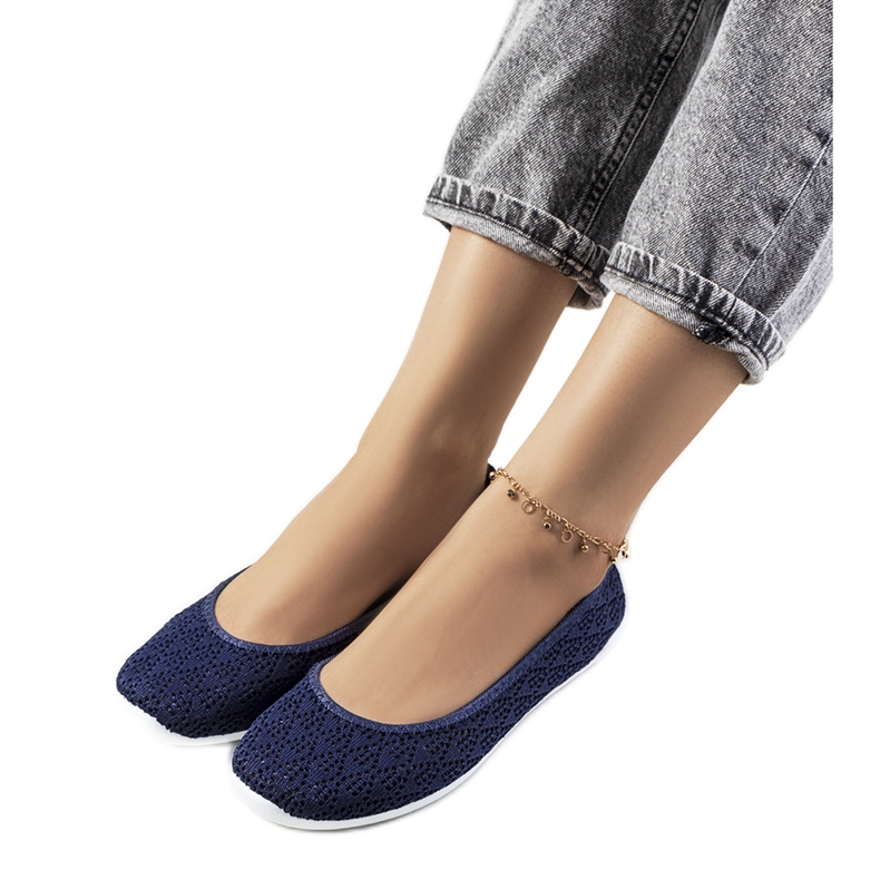 Holmen prolamované baleríny v tmavě modré barvě modrý