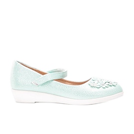 BM Zelené lesklé balerínky pro děti Alaja zelená