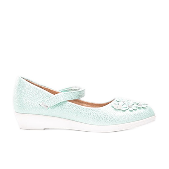 BM Zelené lesklé balerínky pro děti Alaja zelená