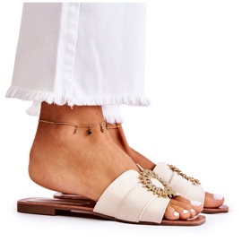 PS1 Pohodlné dámské pantofle se světle béžovým zdobením Ginera PS1 Pohodlné dámské pantofle se světle béžovým zdobením Ginera