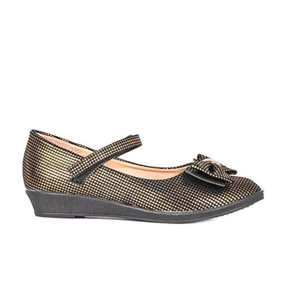 Dětské zlaté balerínky s mašlí Tienne černá Dětské zlaté balerínky s mašlí Tienne černá