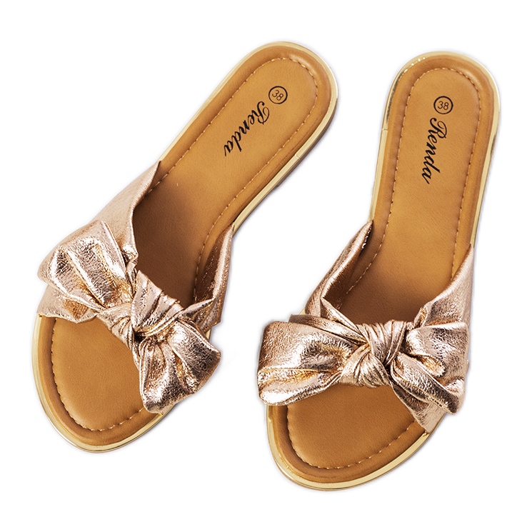 Zlaté pantofle s mašlí Yoho růžový zlatý Zlaté pantofle s mašlí Yoho růžový zlatý