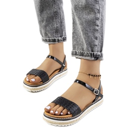 Černé sandály na zdobené platformě Acton černý