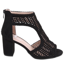 Boho prolamované sandály Vivian Black černý