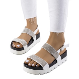 Bílé sandály zdobené kubickou zirkonií Felding bílý