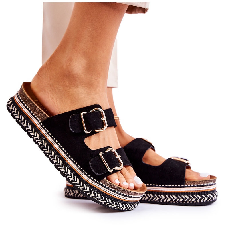 FE1 Dámské pantofle s přezkami Black Melissa černá