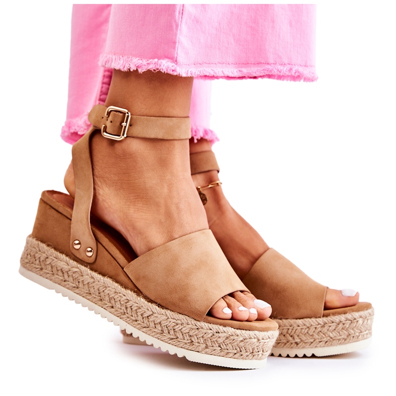 FE1 Semišové velbloudí sandály Lisabon béžový FE1 Semišové velbloudí sandály Lisabon béžový